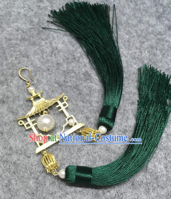 Chinese Traditional Hanfu Brooch Accessories Tassel Pendant Ancient Qing Dynasty Queen Breastpin for Women