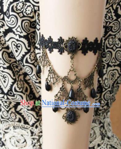 Top Grade Handmade Halloween Black Lace Armlet Fancy Ball Bracelet Accessories for Women