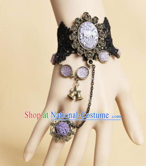 Top Grade Handmade Halloween Cosplay Black Lace Bangle Fancy Ball Bracelet Accessories for Women