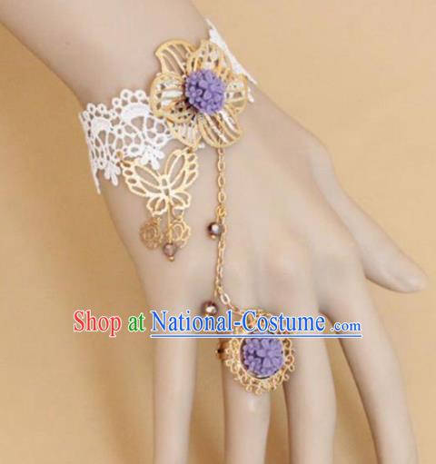 Top Grade Handmade Halloween Cosplay Bangle Fancy Ball White Lace Bracelet Accessories for Women