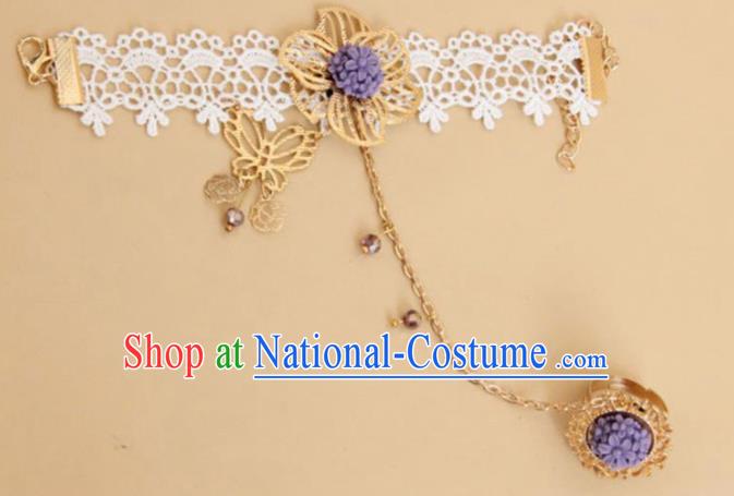 Top Grade Handmade Halloween Cosplay Bangle Fancy Ball White Lace Bracelet Accessories for Women