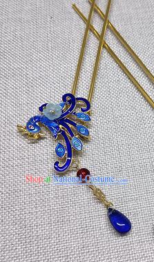 Chinese Ancient Palace Princess Cloisonne Phoenix Hair Clip Traditional Hair Accessories Hanfu Hairpins for Women