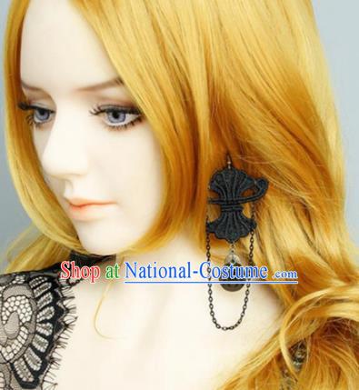 Top Grade Handmade Halloween Cosplay Gothic Earrings Fancy Ball Black Lace Ear Accessories for Women