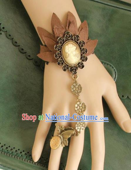 Top Grade Handmade Halloween Cosplay Gothic Lily Flower Bracelet Fancy Ball Bangle Accessories for Women