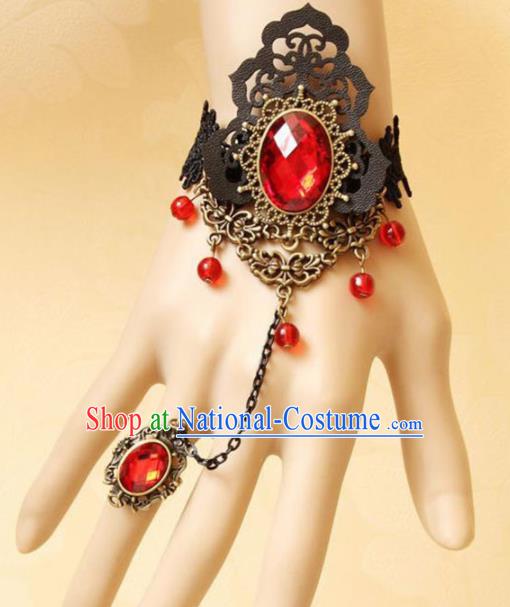 Top Grade Handmade Halloween Cosplay Gothic Red Crystal Bracelet Fancy Ball Bangle Accessories for Women