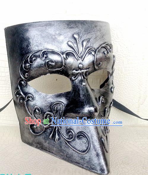 Handmade Halloween Cosplay Argent Mask Fancy Ball Stage Show Face Masks Accessories for Men