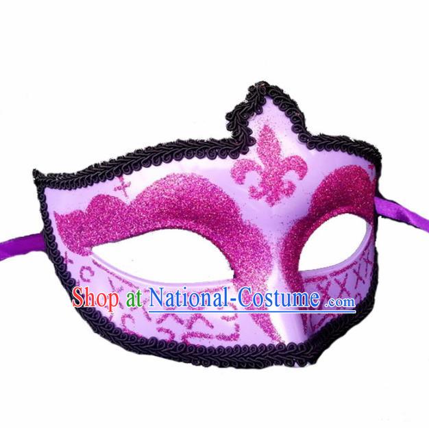 Handmade Halloween Cosplay Venice Carnival Purple Mask Fancy Ball Stage Show Face Masks Accessories for Women