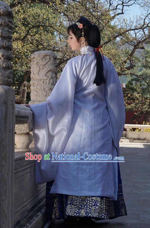 Asian Chinese Ming Dynasty Court Countess White Hanfu Dress Traditional Ancient Imperial Concubine Costumes for Women