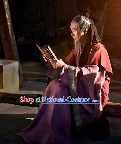 Chinese Ancient Western Han Dynasty Historian Litterateur Sima Qian Costumes Complete Set