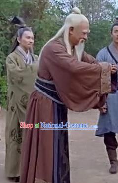 Chinese Ancient Spring and Autumn Period Civilian Philosopher Laozi Writer Lao Tzu Costumes Complete Set