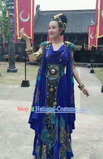 Chinese Ancient Mythology Mother Goddess Nvwa Purple Dress Empress Wa Costumes Complete Set