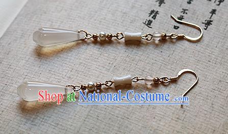 Chinese Traditional Hanfu Ceramics Ear Accessories Ancient Tang Dynasty Princess Earrings for Women