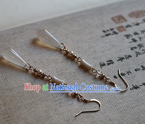 Chinese Traditional Hanfu Ceramics Ear Accessories Ancient Tang Dynasty Princess Earrings for Women