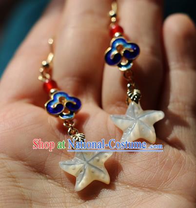 Chinese Traditional Hanfu Star Ear Accessories Ancient Qing Dynasty Princess Earrings for Women