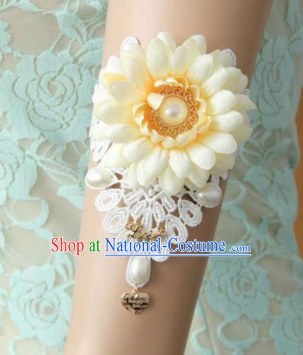 Top Grade Halloween Queen White Lace Armlet Fancy Ball Handmade Sunflower Bracelet for Women