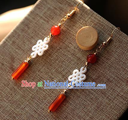 Chinese Traditional Hanfu Agate Ear Accessories Ancient Qing Dynasty Princess Earrings for Women