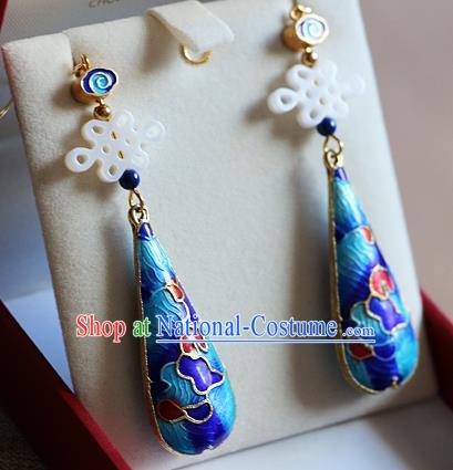 Chinese Traditional Hanfu Court Cloisonne Peony Ear Accessories Ancient Qing Dynasty Princess Earrings for Women