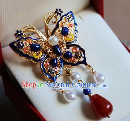 Chinese Qing Dynasty Cloisonne Butterfly Brooch Pendant Traditional Hanfu Ancient Imperial Consort Accessories for Women