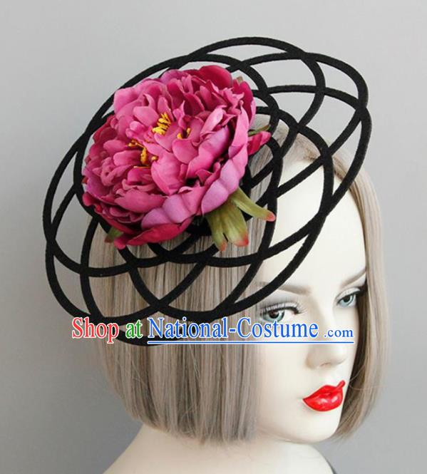 Halloween Handmade Cosplay Queen Amaranth Peony Top Hat Fancy Ball Stage Show Headwear for Women