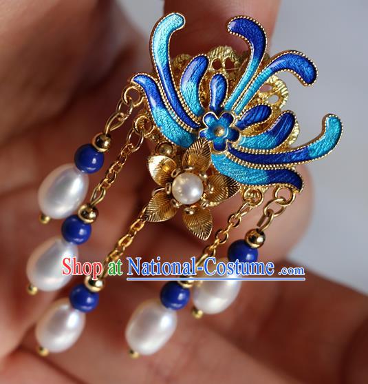 Chinese Qing Dynasty Cloisonne Chrysanthemum Brooch Pendant Traditional Hanfu Ancient Imperial Consort Accessories for Women