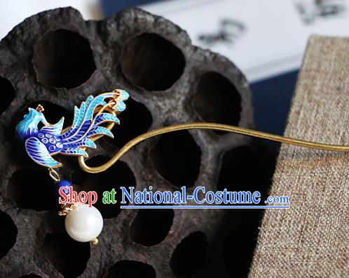 Chinese Ancient Qing Dynasty Imperial Consort Cloisonne Phoenix Hairpins Traditional Hanfu Court Hair Accessories for Women