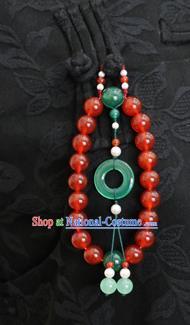 Chinese Ancient Qing Dynasty Agate Beads Brooch Pendant Traditional Hanfu Imperial Consort Accessories for Women