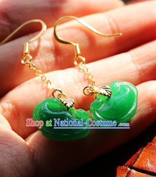 Chinese Traditional Hanfu Jade Cloud Ear Accessories Ancient Qing Dynasty Princess Earrings for Women