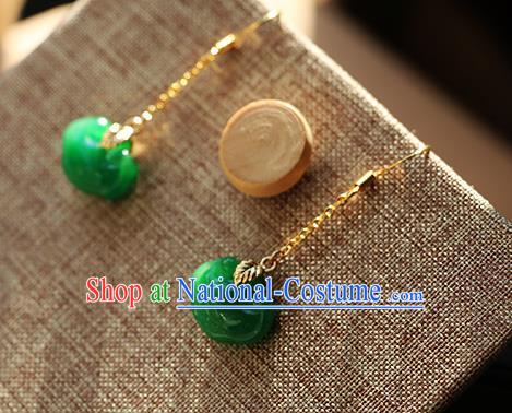 Chinese Traditional Hanfu Jade Cloud Ear Accessories Ancient Qing Dynasty Princess Earrings for Women