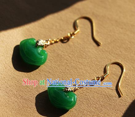 Chinese Traditional Hanfu Jade Cloud Ear Accessories Ancient Qing Dynasty Princess Earrings for Women