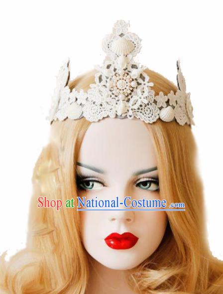 Halloween Handmade Cosplay Queen Shell Hair Clasp Fancy Ball Stage Show Lace Headwear for Women