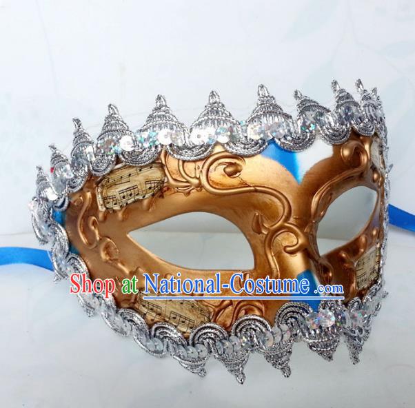 Handmade Venice Carnival Bronze Mask Halloween Cosplay Fancy Ball Face Masks Accessories for Men