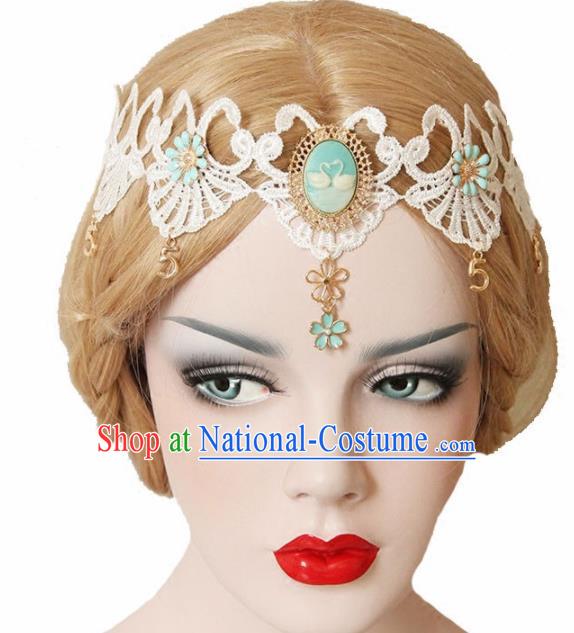 Halloween Handmade Cosplay Queen White Lace Hair Clasp Fancy Ball Stage Show Headwear for Women