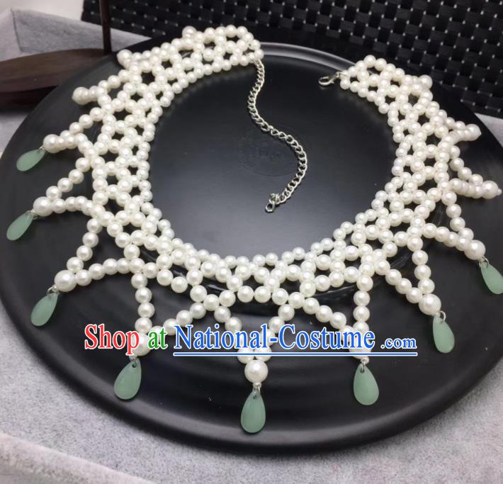 Chinese Traditional Hanfu Jewelry Accessories Ancient Tang Dynasty Princess Pearls Necklace for Women