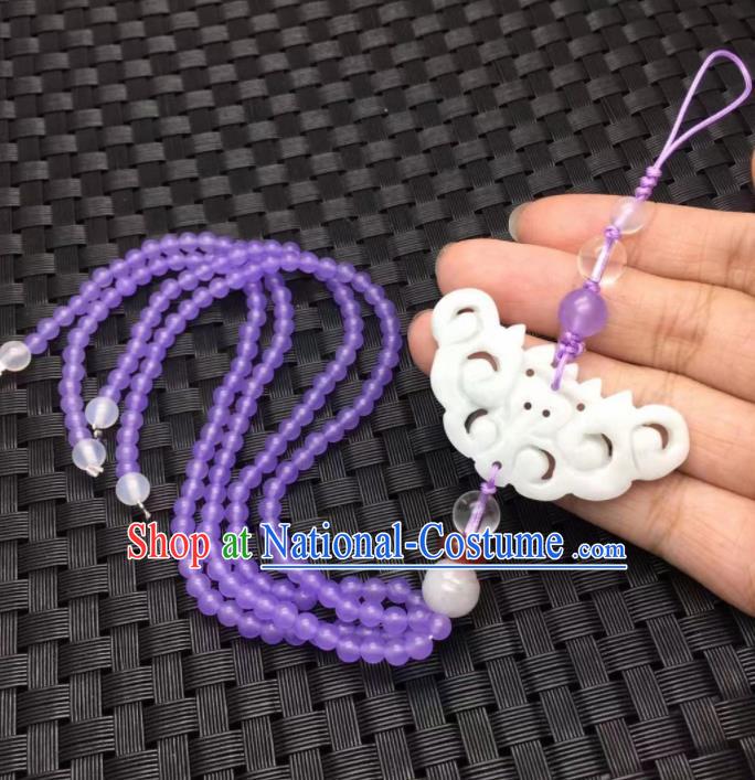 Chinese Traditional Hanfu Purple Beads Breastpin Accessories Ancient Qing Dynasty Imperial Consort Brooch Pendant for Women