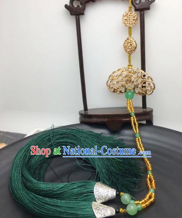 Chinese Traditional Hanfu Tassel Golden Breastpin Accessories Ancient Qing Dynasty Imperial Consort Brooch Pendant for Women