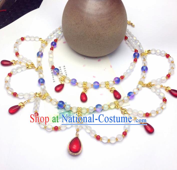 Chinese Traditional Hanfu Jewelry Accessories Ancient Tang Dynasty Princess Beads Necklace for Women