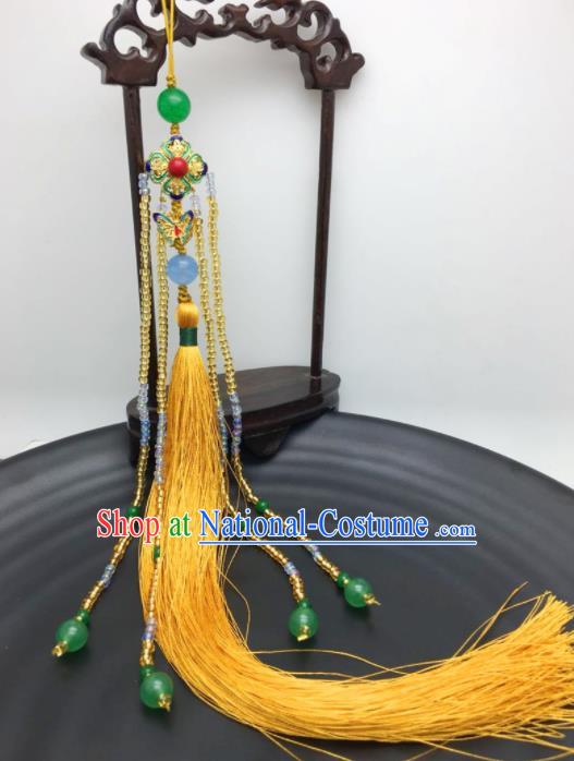 Chinese Traditional Hanfu Butterfly Tassel Breastpin Court Accessories Ancient Qing Dynasty Imperial Consort Brooch Pendant for Women