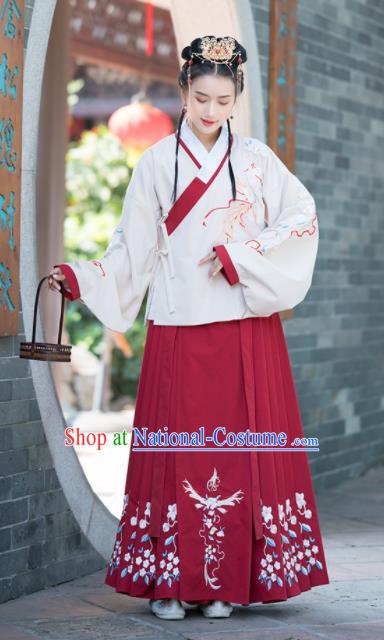 Traditional Chinese Ancient Ming Dynasty Court Princess Wedding Replica Costumes Red Hanfu Dress for Women