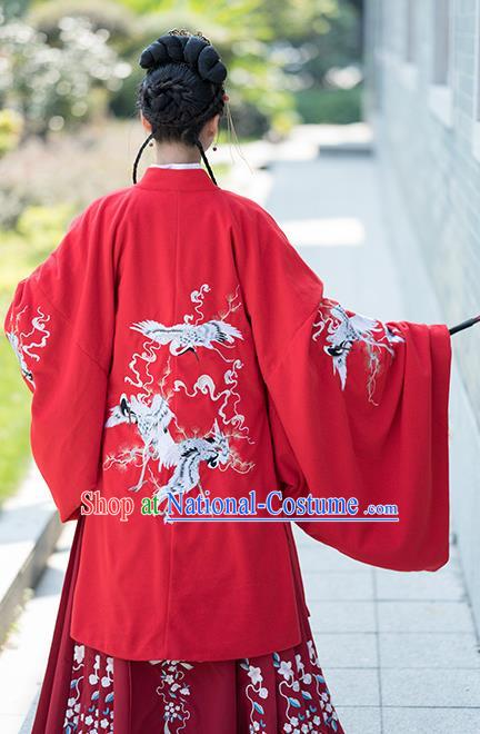 Traditional Chinese Ancient Ming Dynasty Court Princess Wedding Replica Costumes Red Hanfu Dress for Women