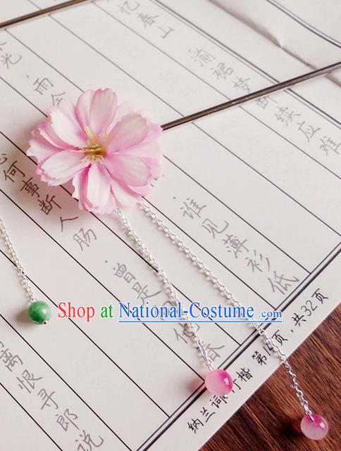 Chinese Ancient Song Dynasty Princess Pink Peach Flower Hairpins Traditional Hanfu Court Hair Accessories for Women