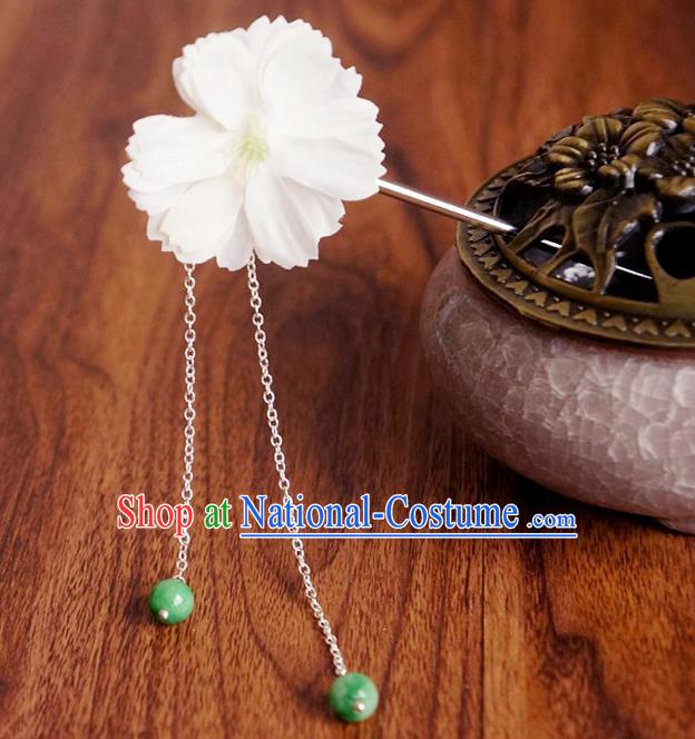 Chinese Ancient Song Dynasty Princess White Peach Flower Hairpins Traditional Hanfu Court Hair Accessories for Women