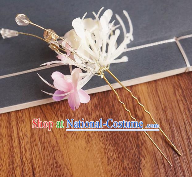 Chinese Ancient Song Dynasty Princess Pink Flower Hairpins Traditional Hanfu Court Hair Accessories for Women