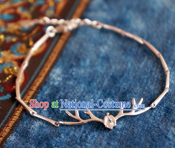 Chinese Traditional Hanfu Jewelry Accessories Crystal Antler Bracelet Ancient Qing Dynasty Princess Bangle for Women