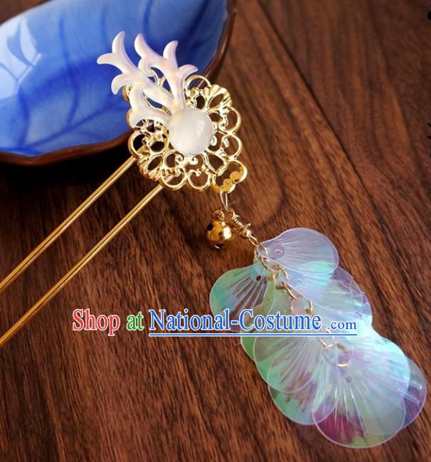 Chinese Ancient Song Dynasty Princess Antler Tassel Hairpins Traditional Hanfu Court Hair Accessories for Women