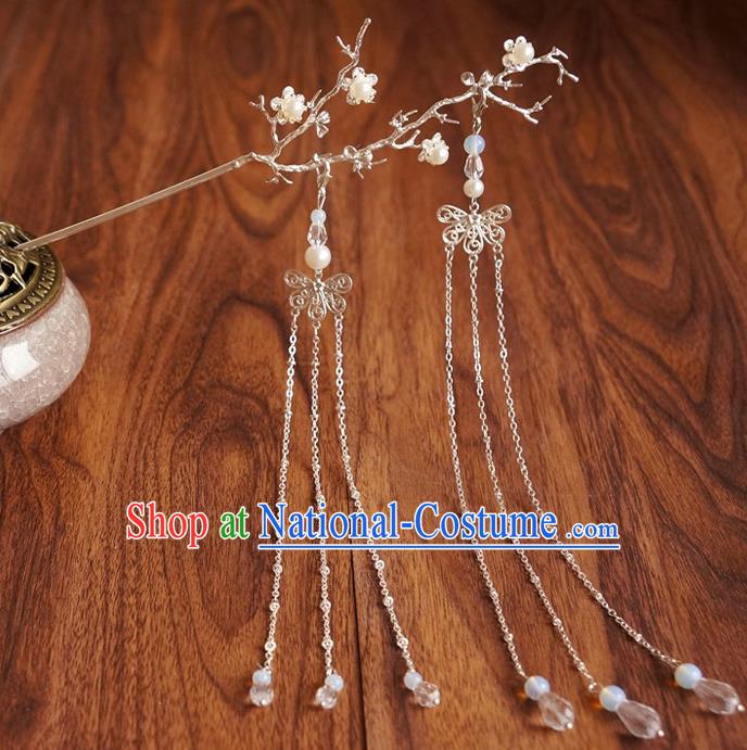 Chinese Ancient Song Dynasty Princess Branch Tassel Hairpins Traditional Hanfu Court Hair Accessories for Women