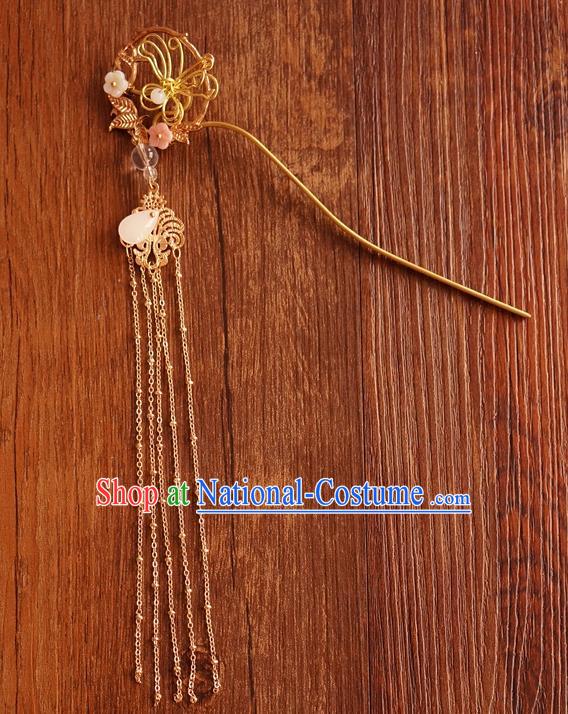 Chinese Ancient Song Dynasty Princess Golden Tassel Hairpins Traditional Hanfu Court Hair Accessories for Women