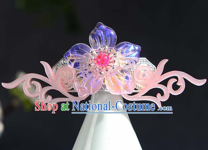 Chinese Ancient Ming Dynasty Princess Pink Hair Crown Hairpins Traditional Hanfu Court Hair Accessories for Women