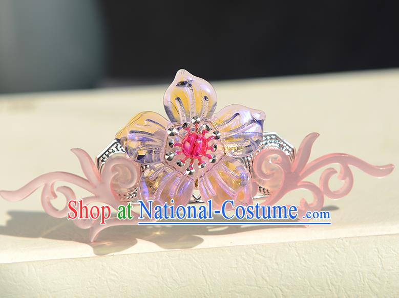 Chinese Ancient Ming Dynasty Princess Pink Hair Crown Hairpins Traditional Hanfu Court Hair Accessories for Women