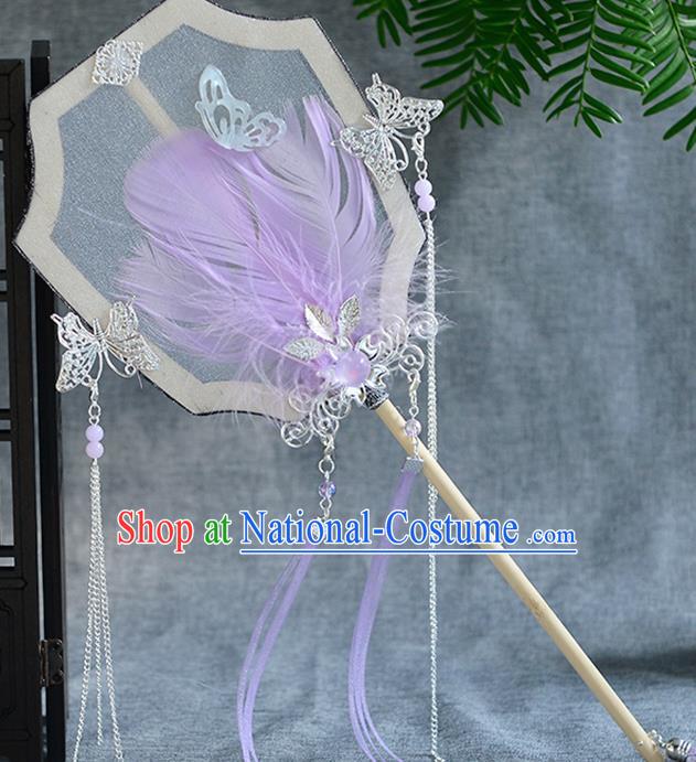 Chinese Traditional Hanfu Court Fans Ancient Ming Dynasty Princess Wedding Palace Fan for Women