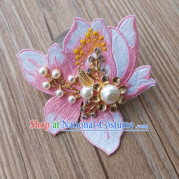 Chinese Traditional Hanfu Embroidered White Magnolia Brooch Pendant Ancient Cheongsam Breastpin Accessories for Women